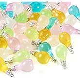 Cheriswelry 48pcs Bulb Charms Glow in the Dark Luminous Pendants Cute Opaque Resin Dangle Pendants Hang Ornament 28x16mm for DIY Craft Earring Bracelet Necklace Key Chains Jewelry Making