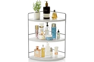 ZGO 3-Tier Bathroom Organizer Countertop, Corner Bathroom Counter Organizer, Makeup Organizer for Vanity Skincare Organizers and Storage, Kitchen Counter Shelf Organizer Perfume Organizer(White)
