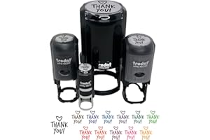 SNIGGLE SLOTH Thank You Fun Text with Heart Self-Inking Rubber Stamp for Stamping Ink Stamper Crafting Planners - 1/2 Inch Mini - Pink Ink