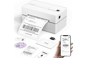 KNAON Bluetooth Thermal Shipping Label Printer, 4x6 Portable Thermal Address Label Printer for Small Business, Compatible with iPhone,Android,Windows,Mac–Works with Ebay Shopify USPS&More, White