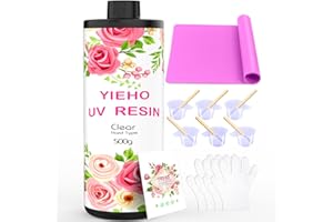 YIEHO 500g UV Resin Kit-Bulk Crystal Clear Hard UV Fast Curing Epoxy Resin Supplies with Mat for Craft Jewelry Making