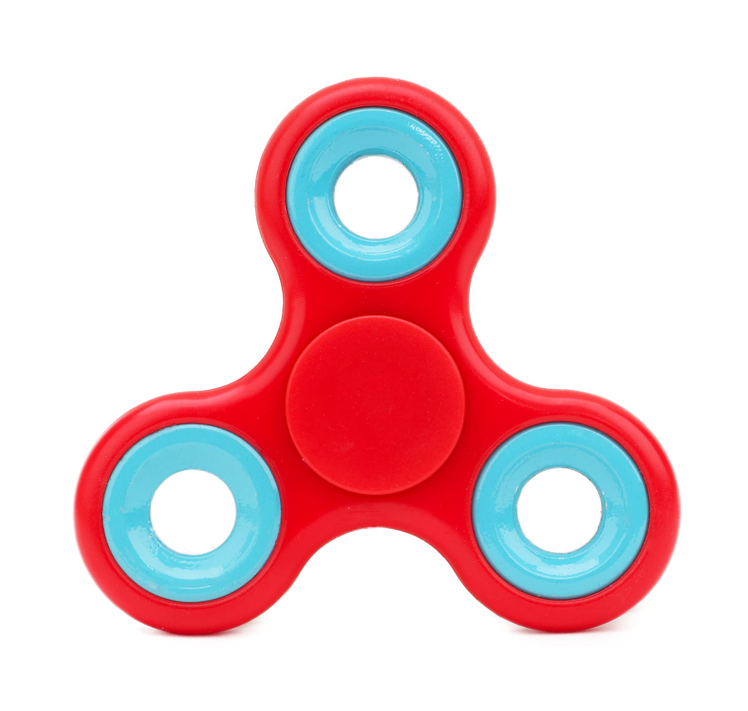 Toyland® Fidget Hand Spinner - Stress and Anxiety Relief - Assorted Colours (Red & Light Blue Rings)