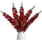 IPOPU 43.3" Red Delphinium Artificial Flowers 5PCS Faux Delphinium Flowers Larkspur Long Stem Artificial Flowers for Wedding Table Centerpieces Home Garden Decor(Red)