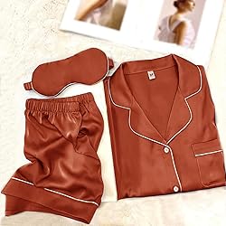 WJing Yi Jia Womens Pajama Sets XS-4XL Silk Satin