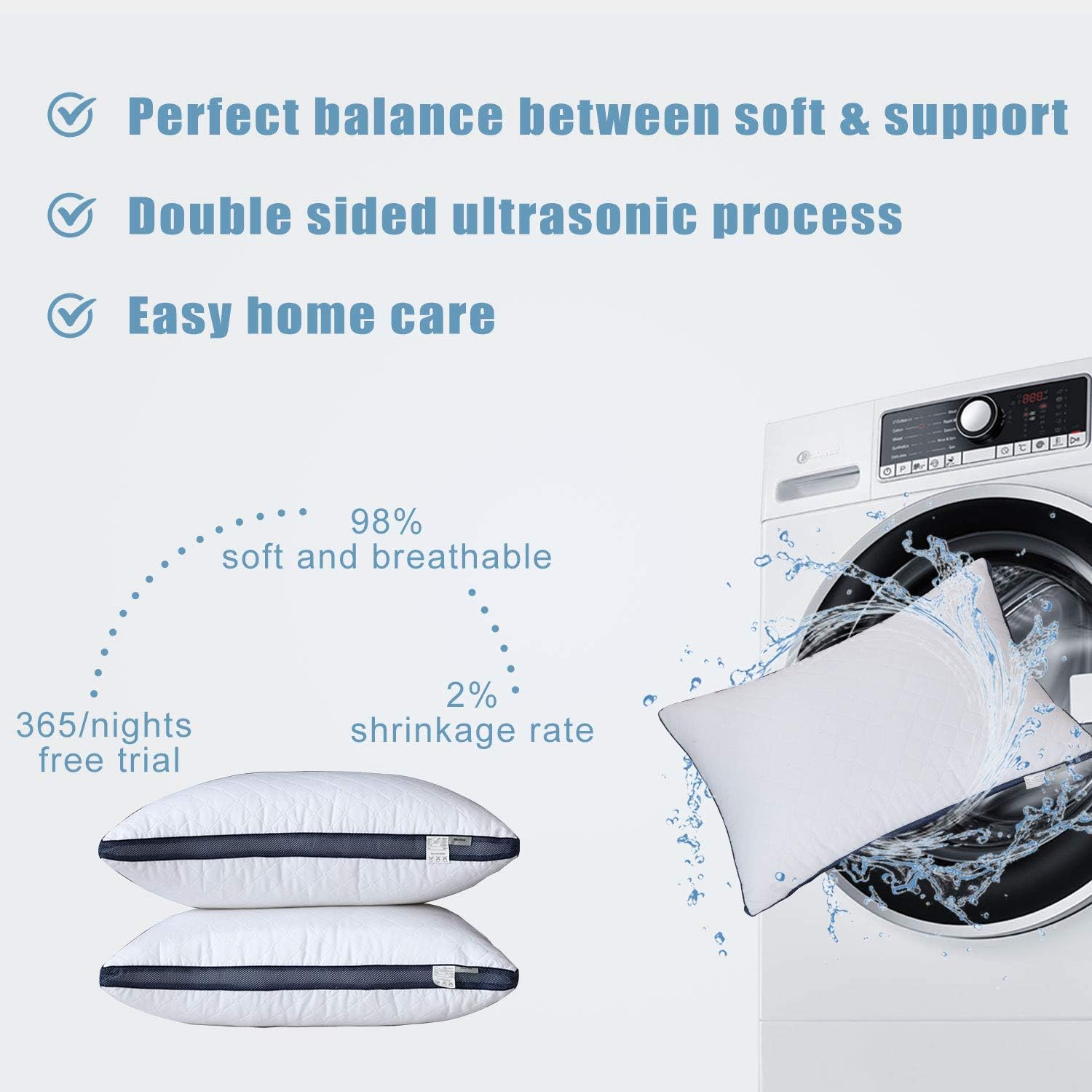 Pillows for Sleeping(2-Pack) , Luxury Hotel Gel Pillow ,Bed Pillows for Side and Back Sleeper (Queen): Kitchen & Dining