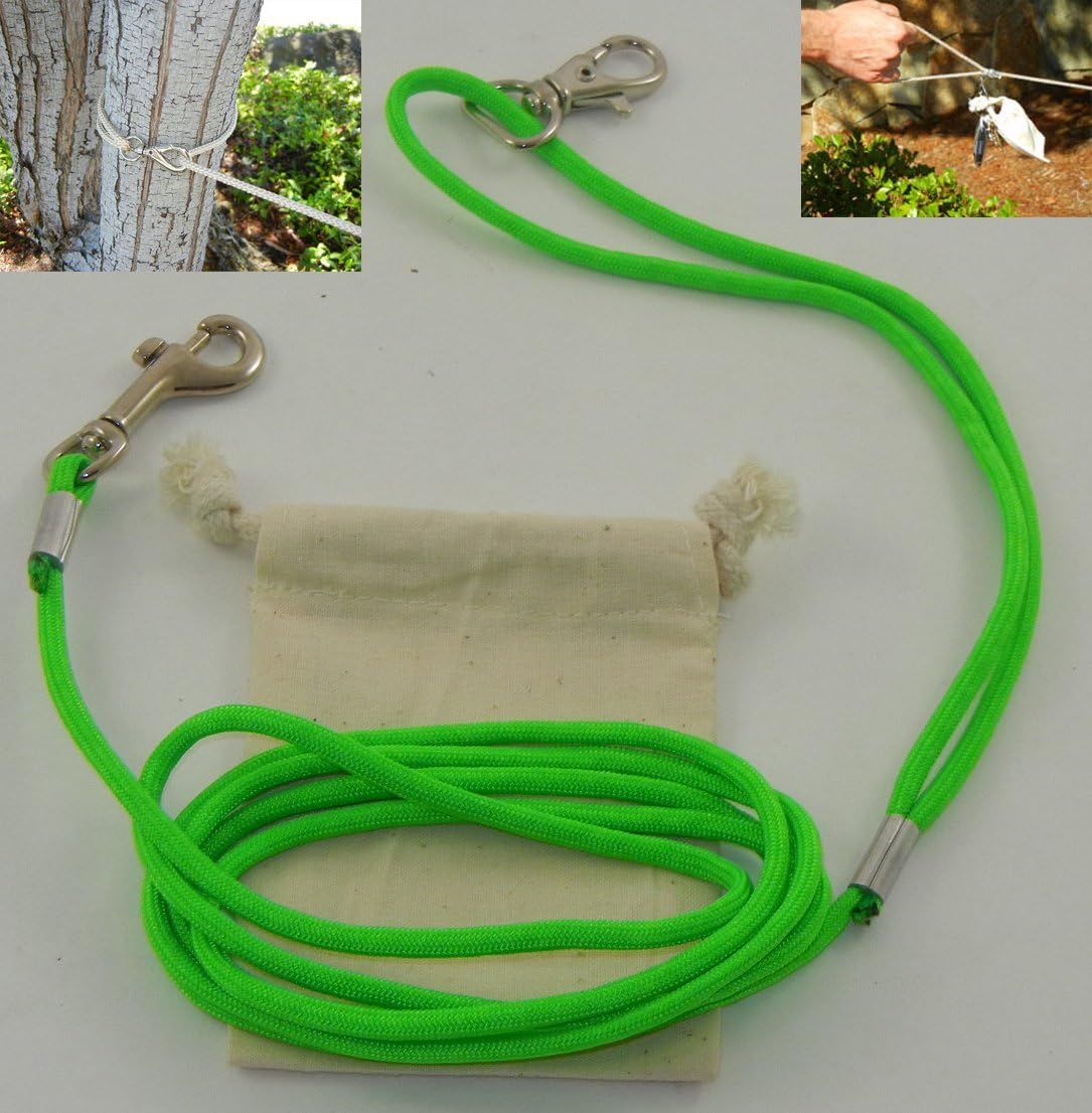 Leashinabag 6 Ft. Green Paracord Leash with a Muslin Cotton Drawstring Bag. The Leash Is Made in the U.S.A. Please e-mail for custom length.