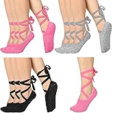 Jeyiour Ballet Tie Socks for Women with Grips Yoga Pilates Non-slip Socks for Dancing Barre Ballet Yoga