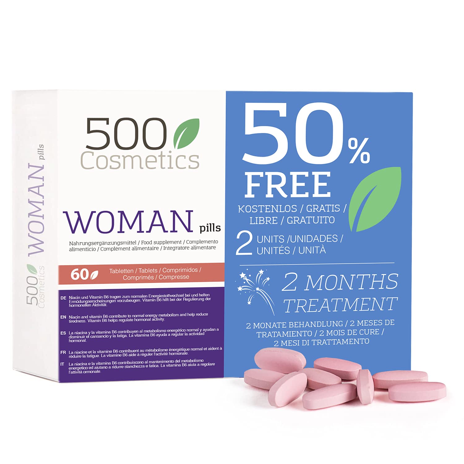500Cosmetics Woman-Natural Tablets to Relieve The Symptoms of Menopause, Hormonal Regulation and Increase Libido-Natural Ingredients-Take 1 Daily -Manufactured and Registered in The EU. (2)
