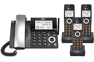 AT&T 3-handset Expandable Corded/Cordless Phone with Unsurpassed Range, Smart Call Blocker, Answering System and Line-Powered