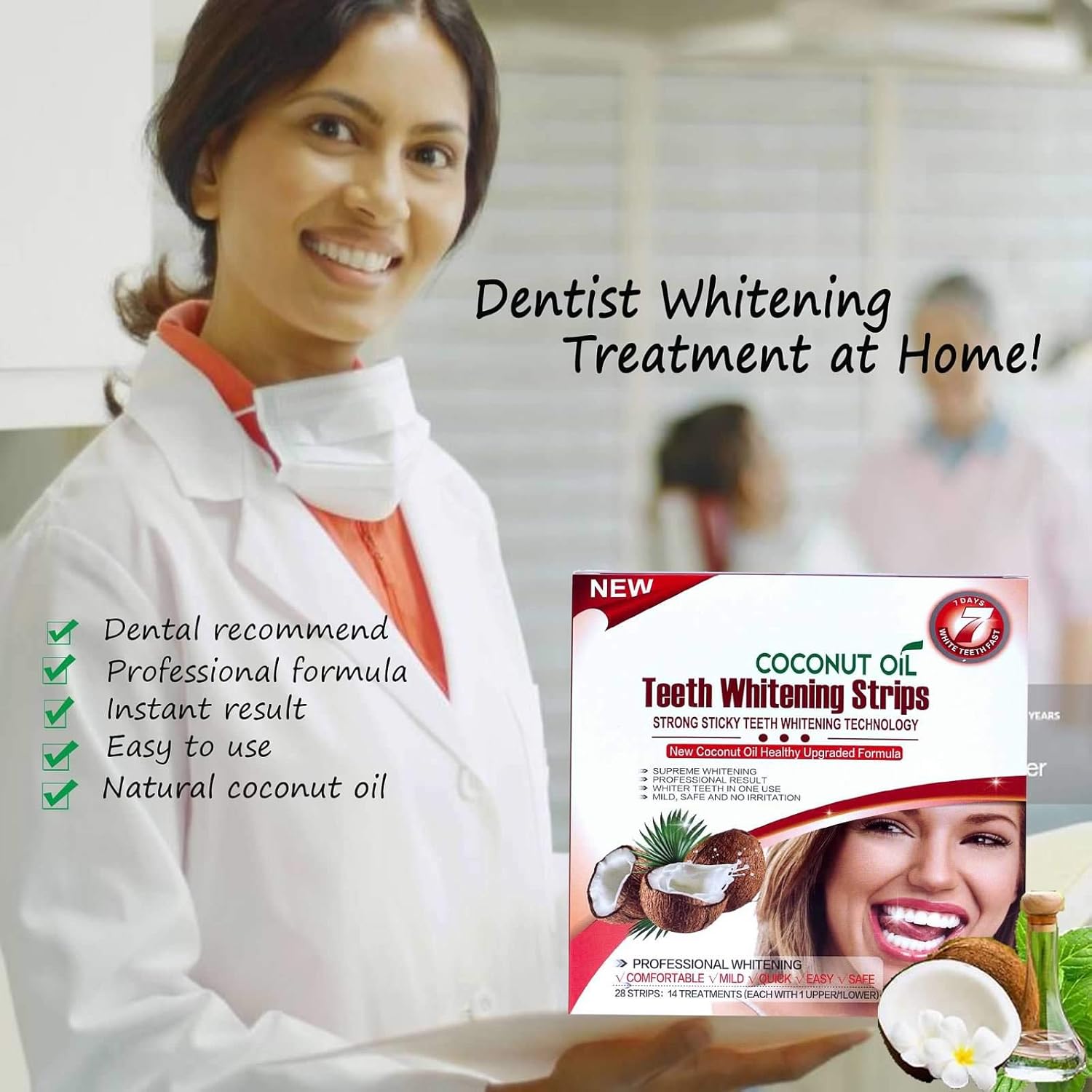 Senyum Teeth Whitening Strips 14 Treatments Dentist for Sensitive Teeth, Whitener Strips (14 for Upper 14 for Lower）: Health & Personal Care