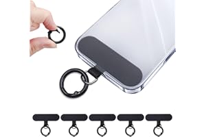 SEVENKA 6 Pack Phone Tether Tab for iPhone, 6 Spring O Ring Clasps, Cell Phone Lanyard Patch, Phone Strap Replacement Part for All Full Phone Cases