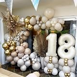 Lingqiang Beige 40 Inch Numeric 18 Foil Balloons Set 2 pcs Party Decors view 3