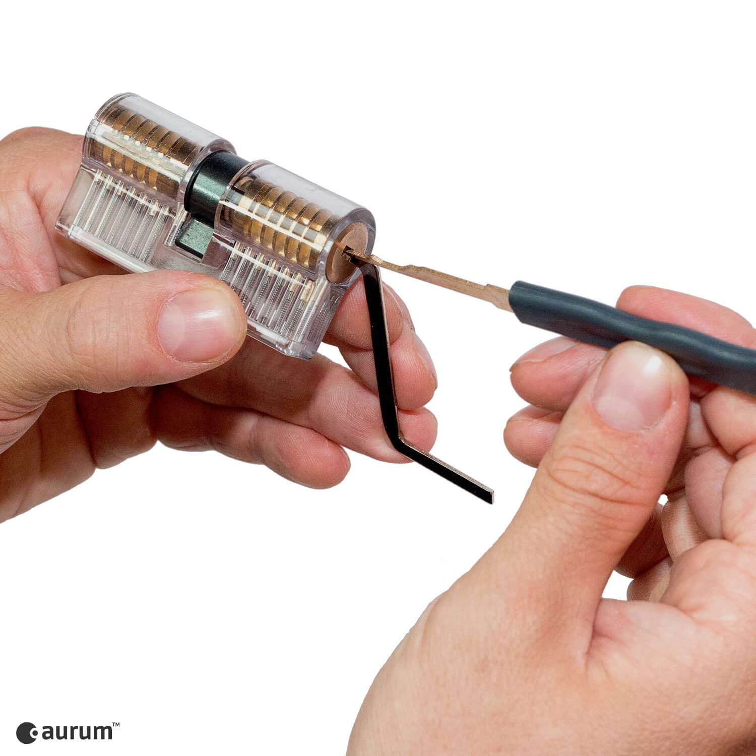 AURUM Original Lockpicking Set mit 2 Lockpick Übungsschlössern + PDF Anleitung | Das perfekte Dietrich Set zum Schlösser knacken | 20 Lockpicks | 4 Spanner