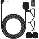 CLANMOU Car Microphone 3.5mm, Car Stereo Radio Mic Replacement Compatible with Pioneer Kenwood Boss JVC Sony Jensen Alpine, Stereo Vehicle Head Unit Enabled Audio GPS DVD-Car External Mic Replacement