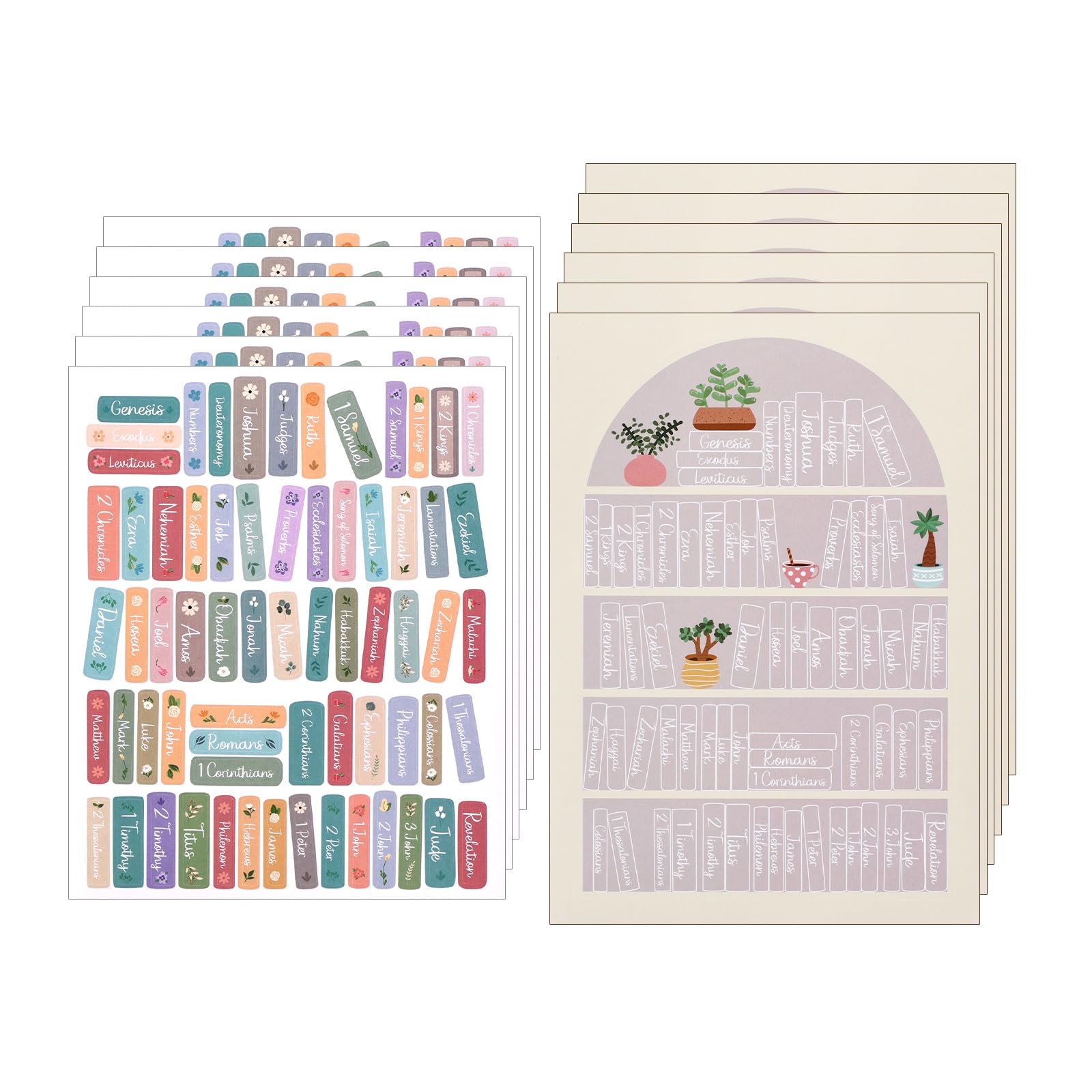 12pcs Bible Reading Tracker Stickers, Classic Bible Book Shelf Study Stickers Tabs Labels Learning Supplies for Readers Christian Books Lovers Accessories