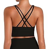 Sunzel Sunzfly Sports Bra for Women, Scoop Neck Crisscross Back Padded Low Impact Bras Tops for Workout Yoga Gym