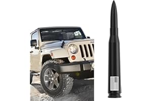 Engirette American Flag Car Truck Bullet Antenna Replacement - Anti-Theft Design for Jeep Wrangler Gladiator JL JK JT Rubicon Sahara Unlimited Sport 4xe Willys Mojave 2007-2025 (Black)