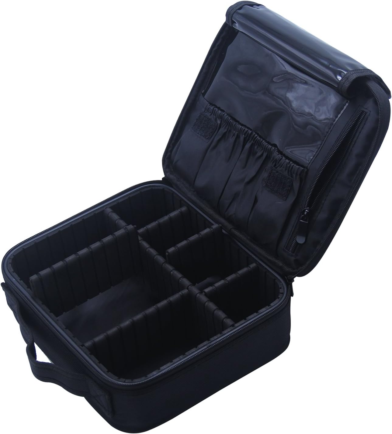 Makeup Organizers[Mother's Day Choice]-SHPMAS Travel Train Cases Cosmetic Bags Portable Makeup Bags Cosmetic Organizers with Dividers in Black