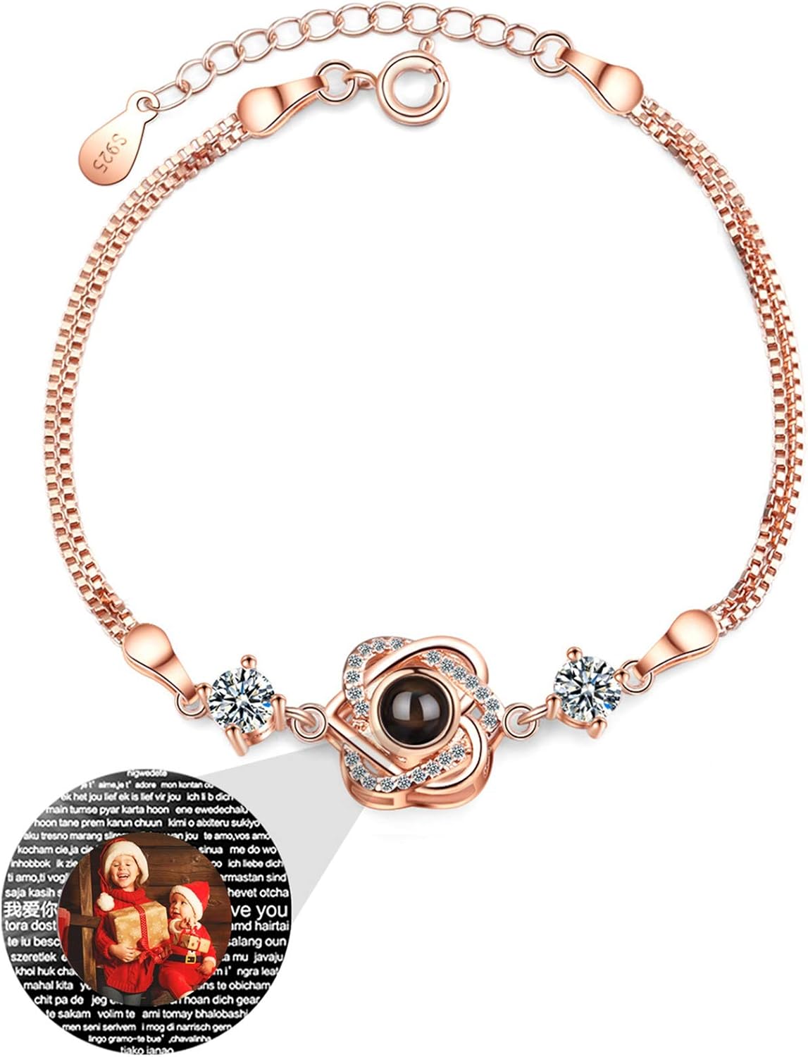 Personalised Photo Bracelet Projection 100 Different Languages I Love