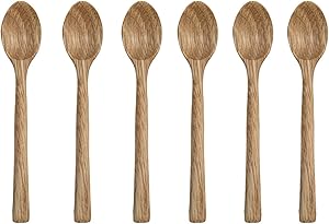 BEEFURNI Beech Wood Tableware Wooden Kitchen Accessories Kitchenware Cooking Dinner Tools Minimal Cutlery Utensils Food Grade Premium Spoons Set, Pack of 6 – 6.3 x 1.1 inches