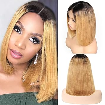 Amazon Com Clione Hair 16 Inch Shot Bob Wig Black To Honey
