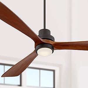 66" Casa Delta-Wing Modern Ceiling Fan with Light LED Remote Control Oil Rubbed Bronze Wood Opal Glass for Living Room Kitchen Bedroom - Casa Vieja