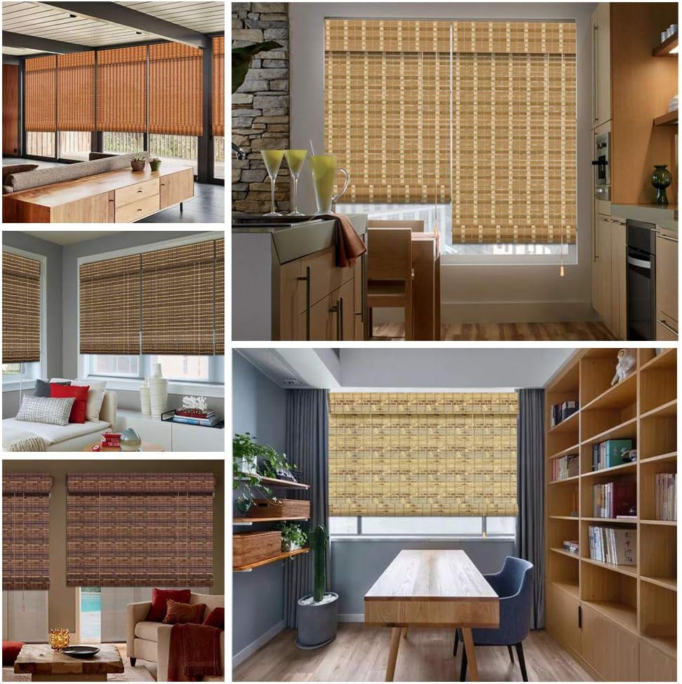 LETAU Wood Window Shades Blinds, Bamboo Light Filtering Custom Roman Shades, New Pattern 9: Home & Kitchen