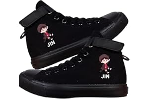 DHSPKN Kpop Jungkook Shoes Jimin High Top Sneakers Cartoon Image J-Hope Rap Monster Jin SUGA V Signature Canvas Shoes