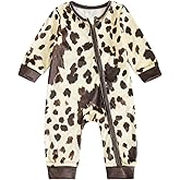 Lefyira Western Baby Girl Clothes Horse Print Cow Romper Zipper Long Sleeve Jumpsuit Infant Cowgirl Outfit Fall Clothes