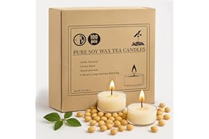 Crenovo Tea Lights Candles 100 Pack, Natural Soy Wax Tealights Candles Bulk 6 Hours Non-Toxic, Long Burning, Unscented Small Votive Cup Candles for Wedding, Party, Dinner, Emergency