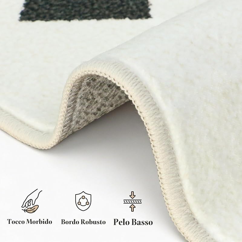 Tappeto Interno Esterno Effetto Sisal Minimalista, Tessitura Piatta, Lavabile Antiscivolo Resistente alle Intemperie, Motivo Piastrelle Smaltate per Balcone Terrazza Soggiorno 160x230 cm