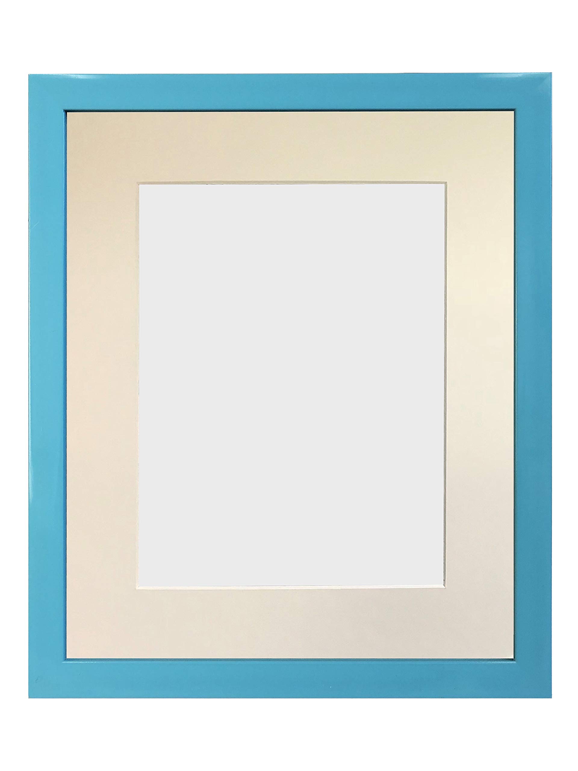 FRAMES BY POST 0.75 Inch Blue Picture Photo Frame with Ivory Mount 8 x 8 Image Size 5 x 5 Inch Plastic Glass