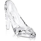 SHOWLOUE Cinderella Shoe Decor, Crystal High Heels Shoes Ornaments Glass Slipper Decoration Gift for Wedding Birthday Halloween Christmas Party, 5.12" x 2.36" x 4.33", Transparent