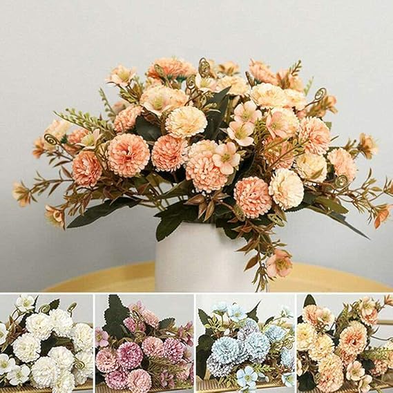 4Pcs Artificial Flowers Silk Flower Arrangements Fake Silk