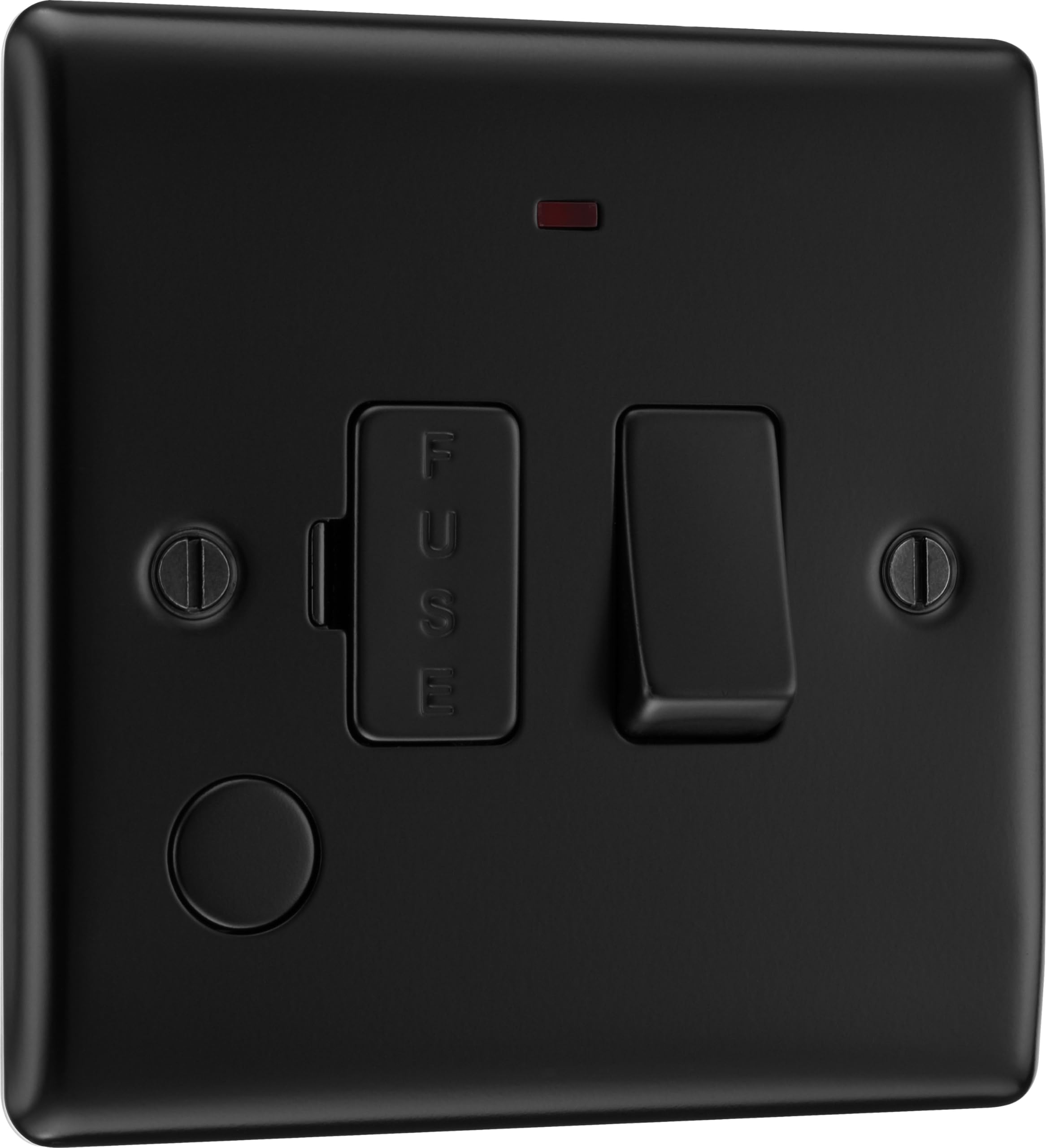 BG Electrical Switched Fused Connection Unit with LED Power Indicator and Flex Outlet, Fused Spur Switch, Double Pole, Raised and Slim Profile, Round Edges, Nexus Metal, Matt Black, 13A, NFB53