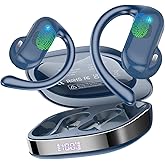 Open Ear Earbuds, Bluetooth 5.4 Wireless Earbuds with Ear Hooks, 32H HiFi Stereo Open Ear Headphones with Clear Calls, IPX7 Lightweight Air Conduction Headphones for Workouts and Running, Deep Blue
