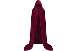 Giftdigger Men Women Velvet Cloak with Hood,Adult Velvet Cape with Hood,Renaissance Halloween Witch Costume,Wizard Cloak