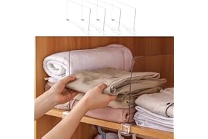 SUOXING Acrylic Shelf Dividers,4 Pack Vertical Purse Separator for Closets Shelves,Wood Shelf Dividers Perfect for Clothes Sweater Shirts Books Handbags in Kitchen Cabinets and Bedroom Organization,Clear