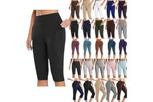 FARTEY Capri Leggings with Pockets for Women Tummy Control High Waisted Yoga Pants Summer Workout Hiking Running Leggings