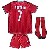 LeenBD #7 Ronaldo 2026 Kids Football Soccer Jersey/Shorts/Socks Kit Youth Sizes