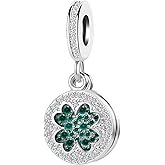 LSxAB Lucky Clover Owl Horseshoe Dreamcatcher Charm Compatible with Pandora Charms Braceletss Women Animal CZ Bead Silver Anniversary Birthday