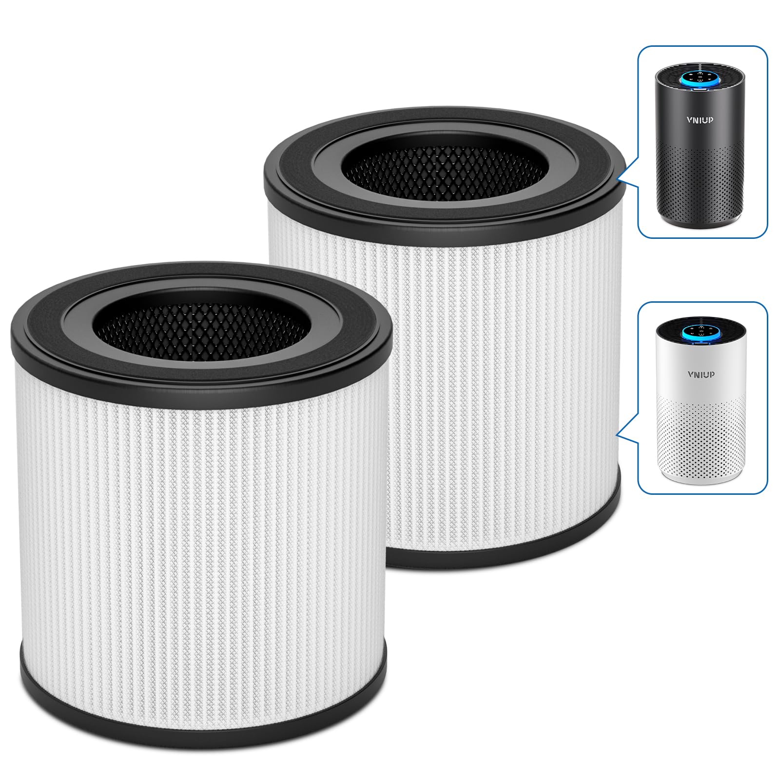 2 Pack ZQA 4000C Replacement Filter ZQA 4000C Air Purifier, H14 True HEPA Air Cleaner 360° 3-Stage Filtration, 3-in-1 High-Efficiency