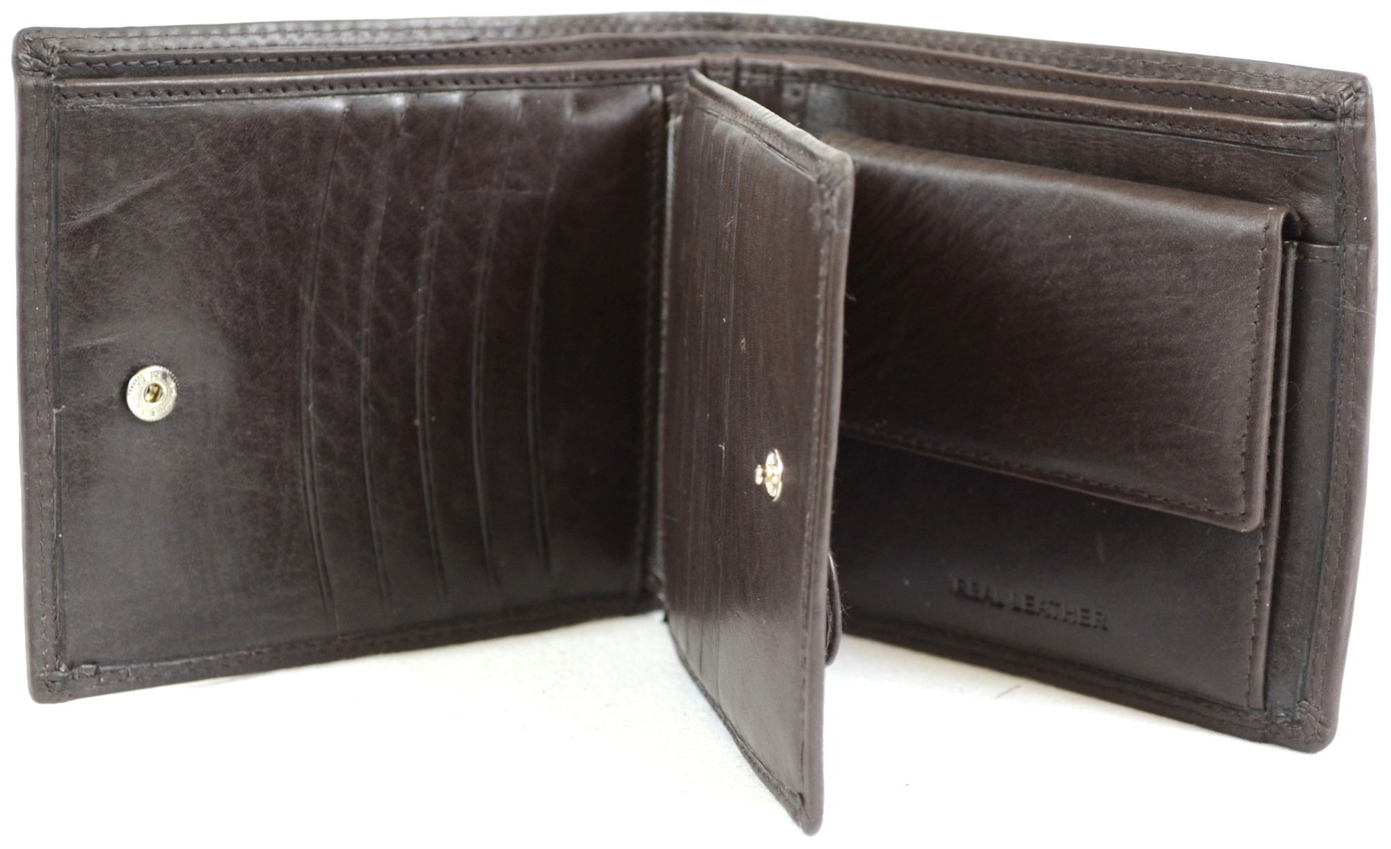 LondonLeather Men's Soft Leather Wallet with Multiple Card Slots and Pockets (Dark Brown)