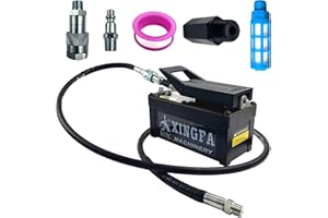 XFPC Air Hydraulic Pump 10,000 PSL, 0.45 Gal Reservoir, NPT 3/8" Oil Outlet, NPT 1/4" Inlet, Hydraulic Pump Air Hydraulic Foot Pump Made of Aluminum with 6.6ft Pipe, Black