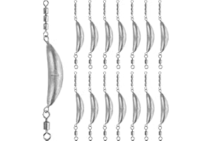 THKFISH Fishing Spin Sinker，Crescent Sinker with 3 Roller Swivels Fishing Sinker Drop Shot Weights Fishing Weights Kit Inline Trolling Sinkers,Torpedo Sinkers Saltwater Freshwater,1/2-6OZ, sliver