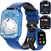 Kids Smart Watch Boys 1.85" with Fitness Tracker, IP68 Waterproof Sport Modes, Sleep/Heart Rate Monitor, SOS Button HD Camera DIY Dial Video Music Recorder Games, Birthday Gifts Toys for 4-13 Year Old