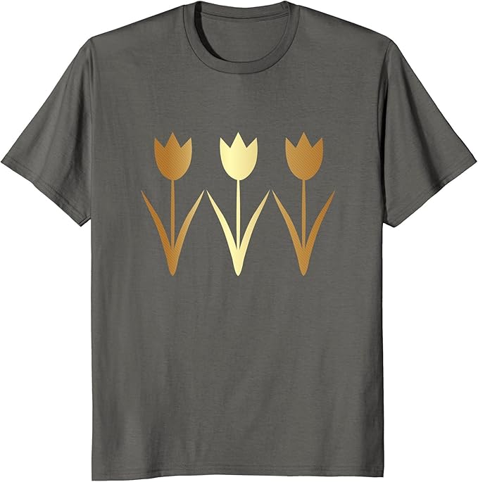 Gold Tulips Shirt Trendy Plant Life Top Cute Tshirt