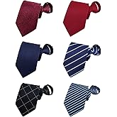 BESMODZ Men's Lot 6 PCS Classic Zipper Ties Pretied Solid Color Necktie Set