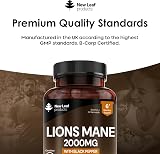 NEW LEAF PRODUCTS Lions Mane 2000mg Vegan Tablets 365 UK Made view 5