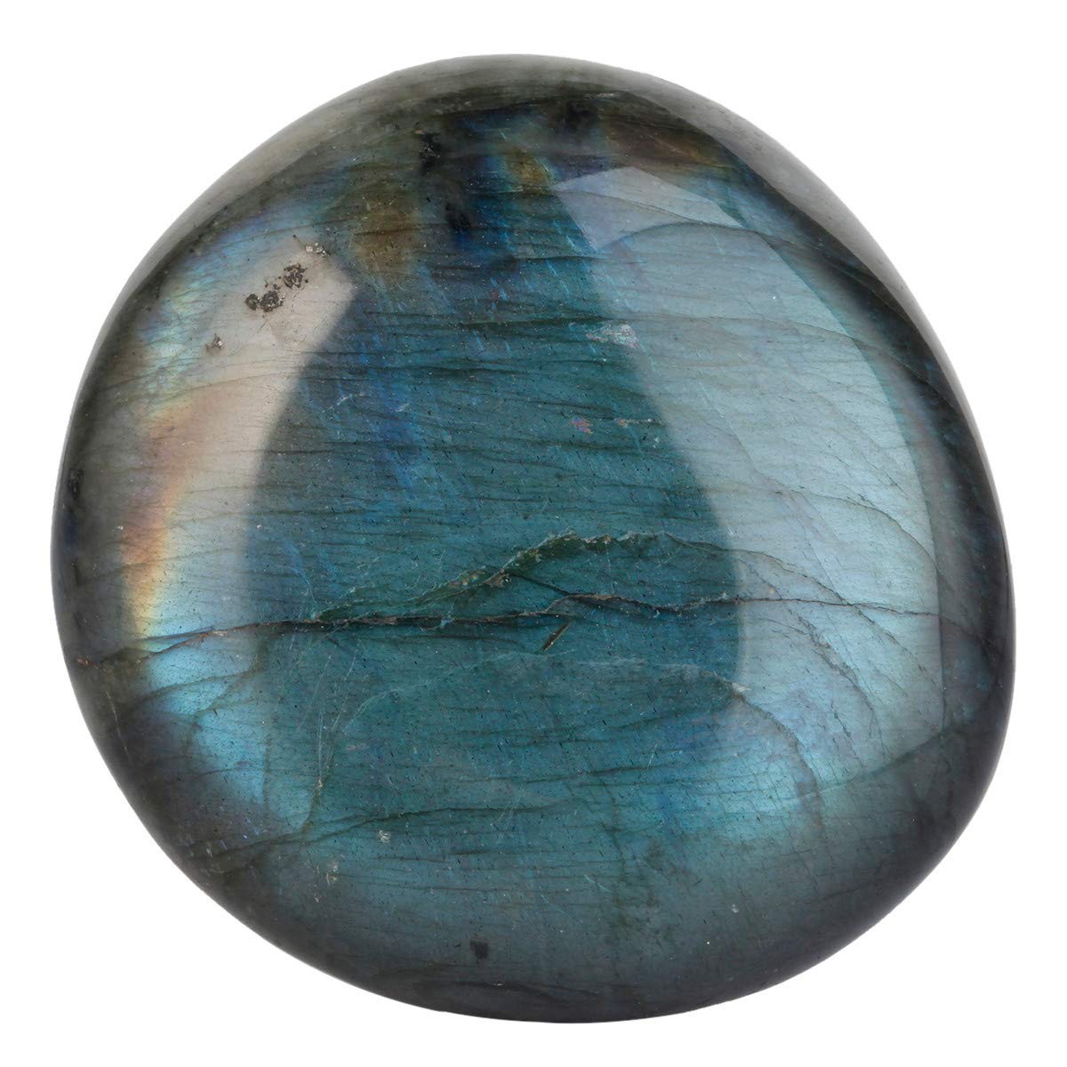 Nupuyai Labradorite Irregular Tumbled Polished Stone,Pocket Palm Worry Stone for Therapy,Healing Crystal for Meditation